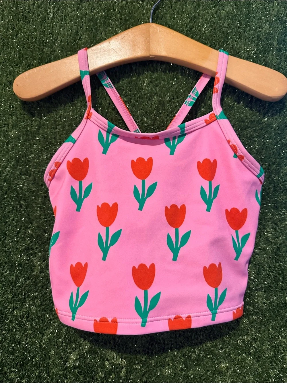 Hanna Andersson Tankini Set in Fondant Pink featuring Tulip Print